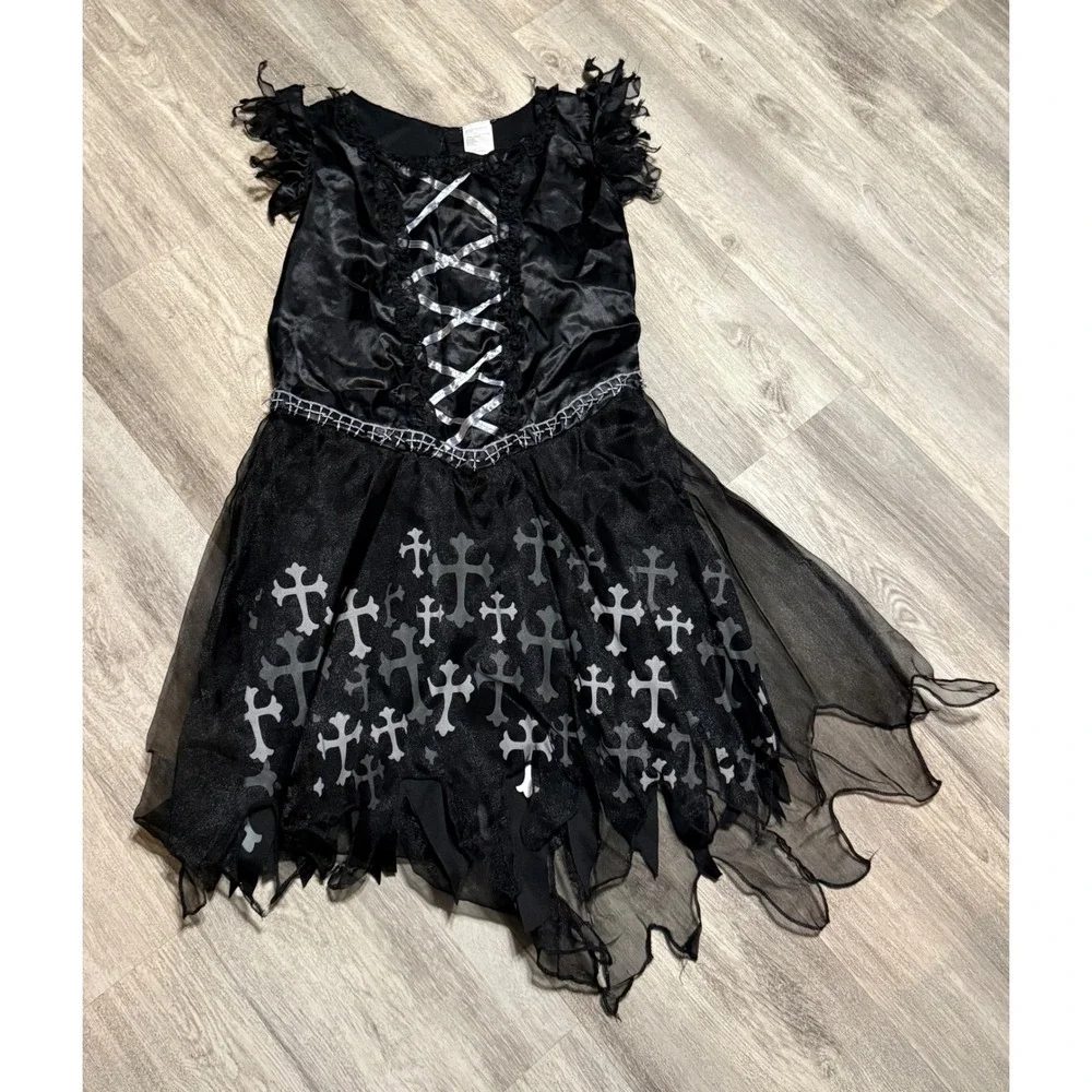 Kids‎ Costume Dress Black Silver Crosses Halloween Cosplay Party Girls